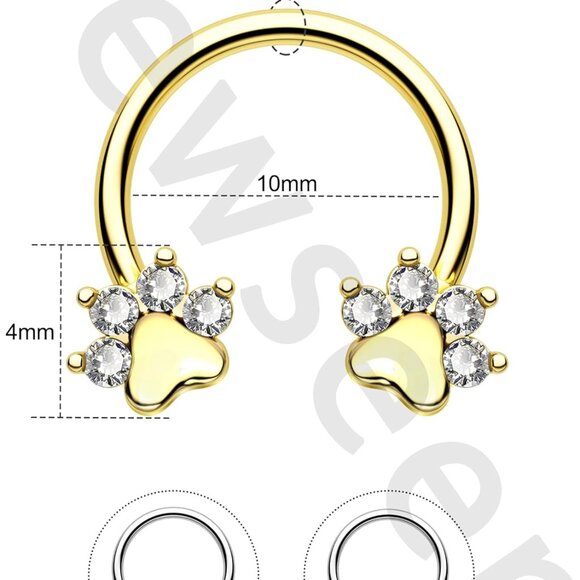 Unisex Surgical Steel Septum Ring 16g Gold Stainless Steel Nose Hoop Jewelry - Picture 2 of 9